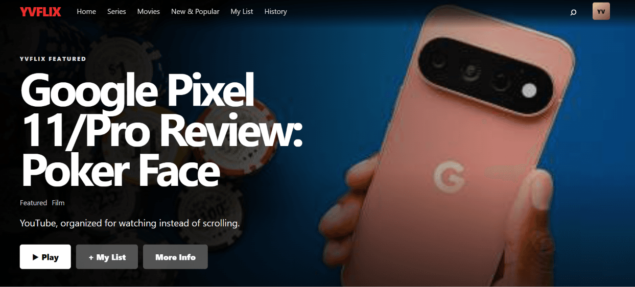 YVFLIX video streaming interface preview