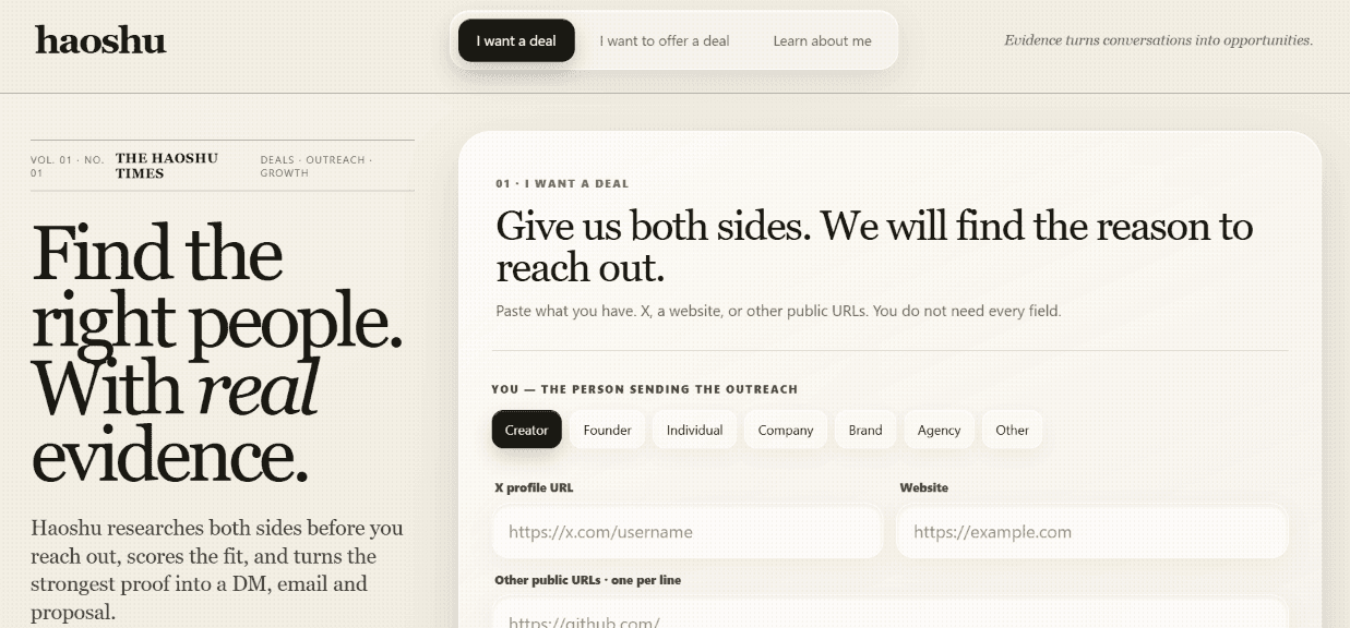Haoshu outreach research tool preview