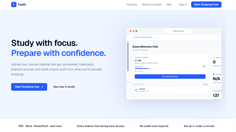 FastIQ study platform preview